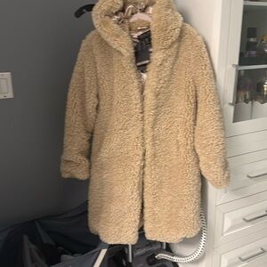 Rachel Zoe curly coat worn twice on hooks closure.